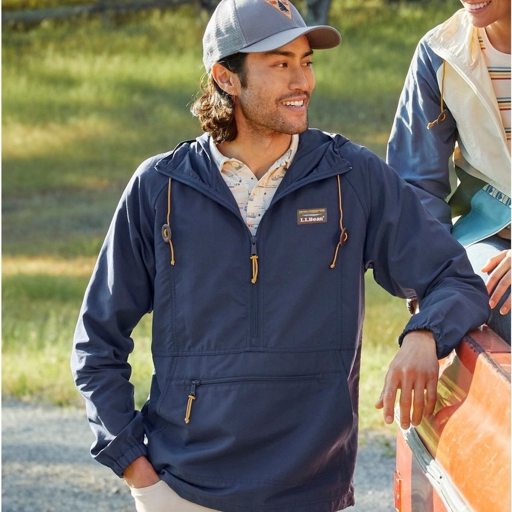 L.L. Bean Men's Blue Windbreaker mountain anorak pull over navy size xxl